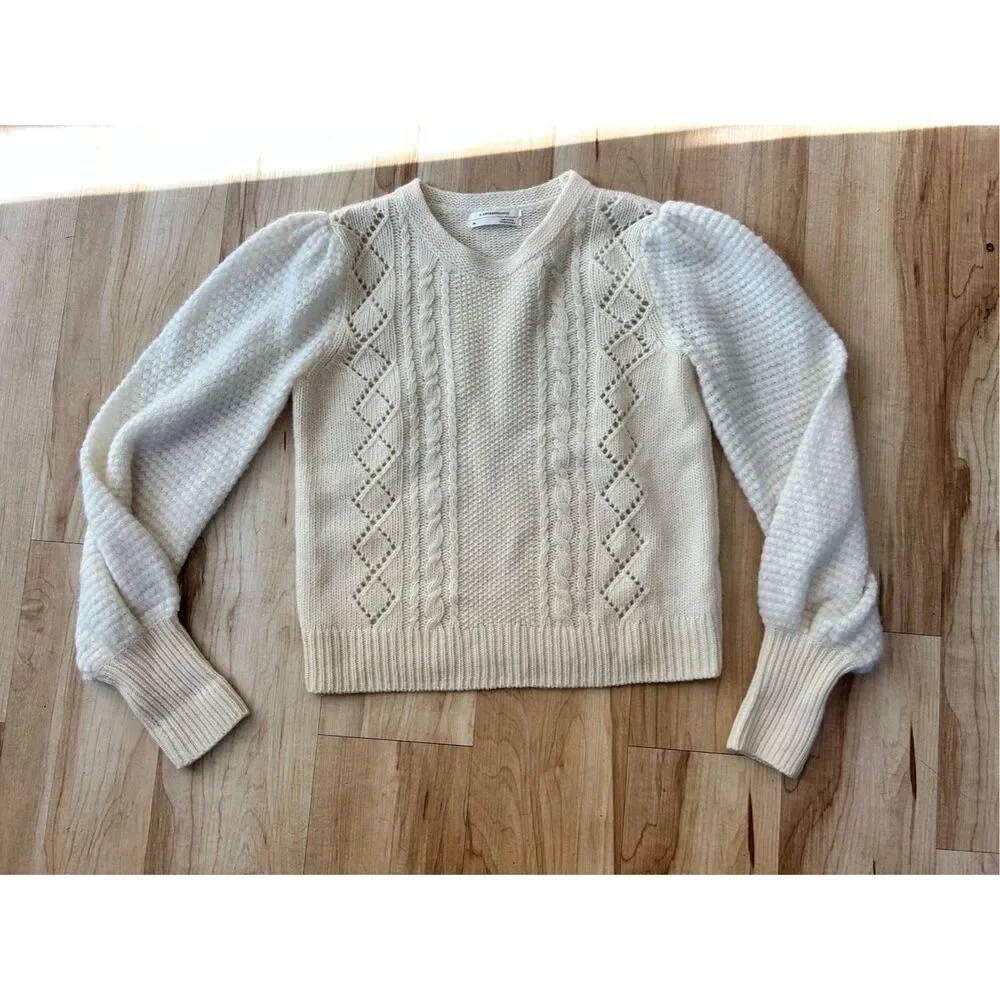 Anthropologie Elizabeth Pointelle Lambswool Sweater